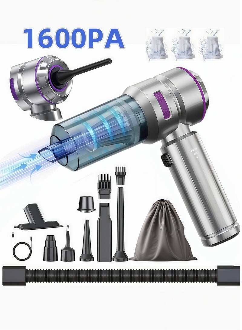 Cordless Handheld Vacuum Cleaner, 16kPa Strong Suction Car Vacuum with Brushless Motor, 4-in-1 Air Duster & Blower, LED Light, Type-C Fast Charging, Mini Portable Vacuum for Home & Pet - Image 1